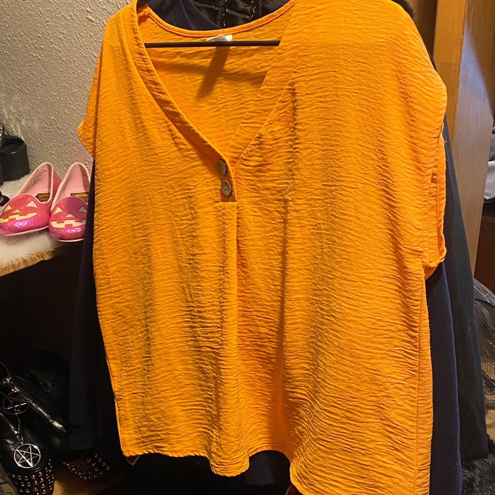 Chic Orange V-Neck Blouse